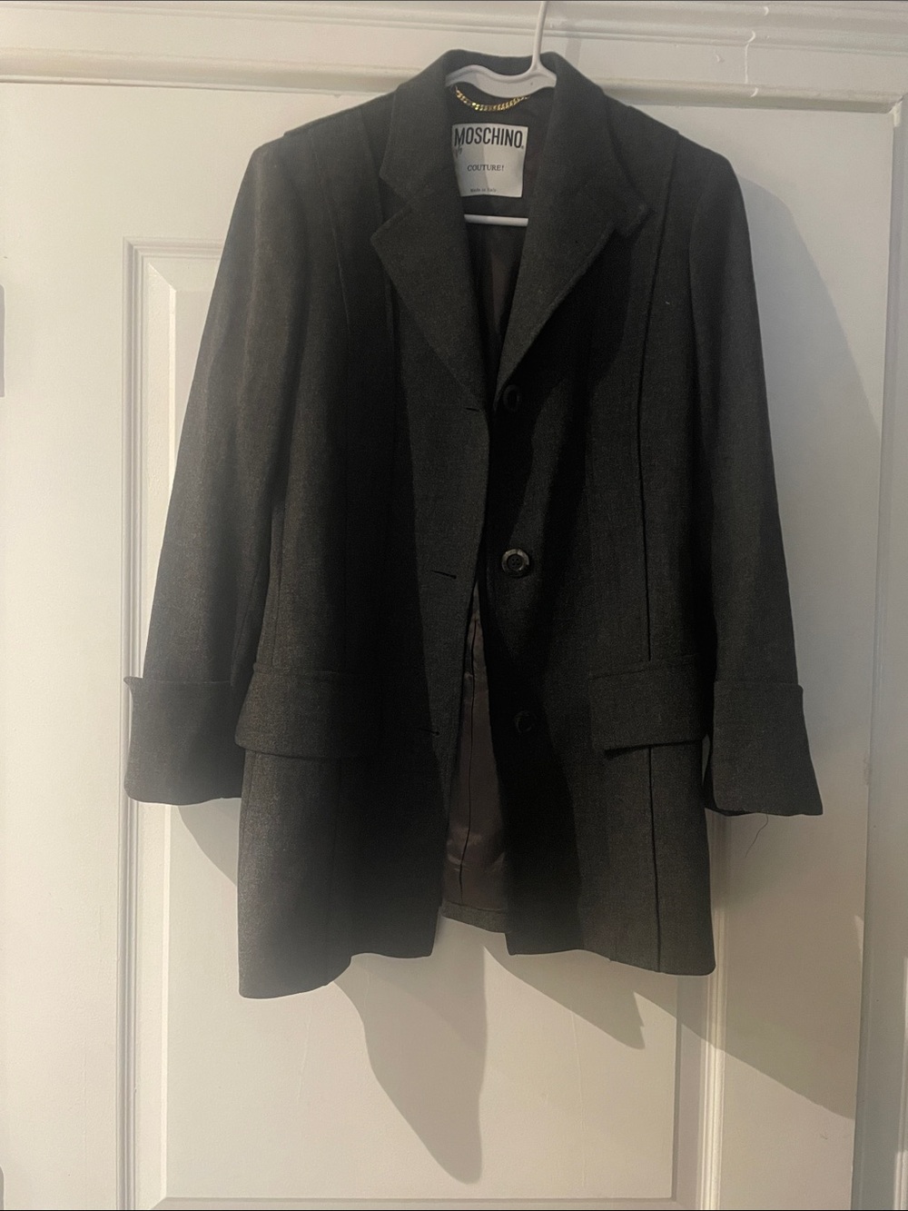 Moschino Black Tailored Wool-Blend Blazer Jacket 42
